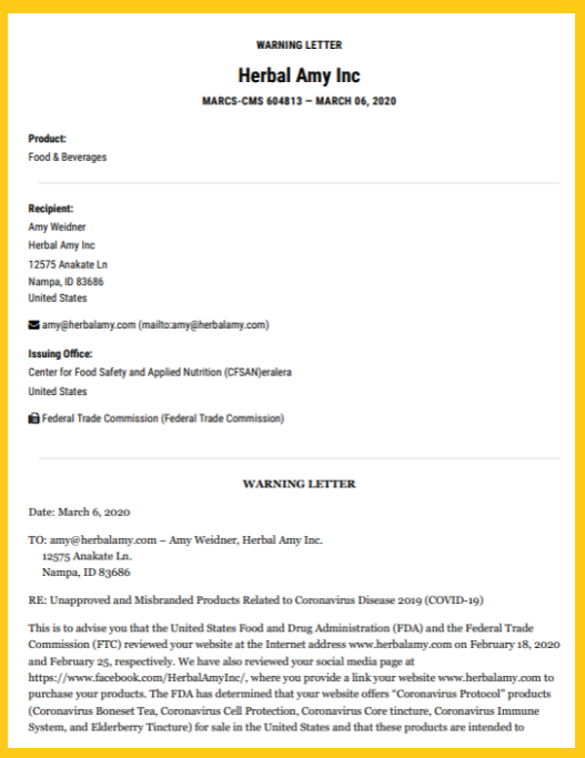 Unapproved and Misbranded Products Related to Coronavirus Disease 2019