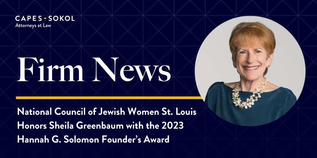National Council of Jewish Women St. Louis Honors Sheila Greenbaum with the 2023 Hannah G. Solomon Founder’s Award
